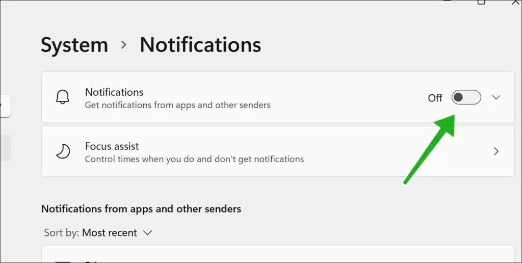 Disable notifications