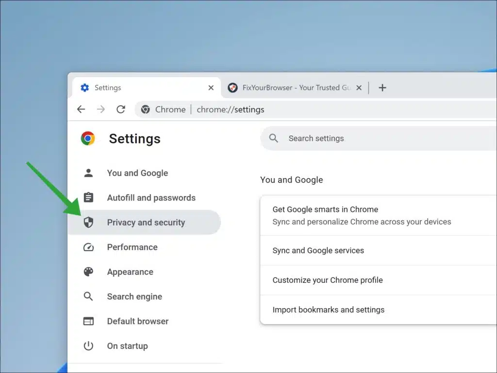 Privacy and Security Settings in Google Chrome