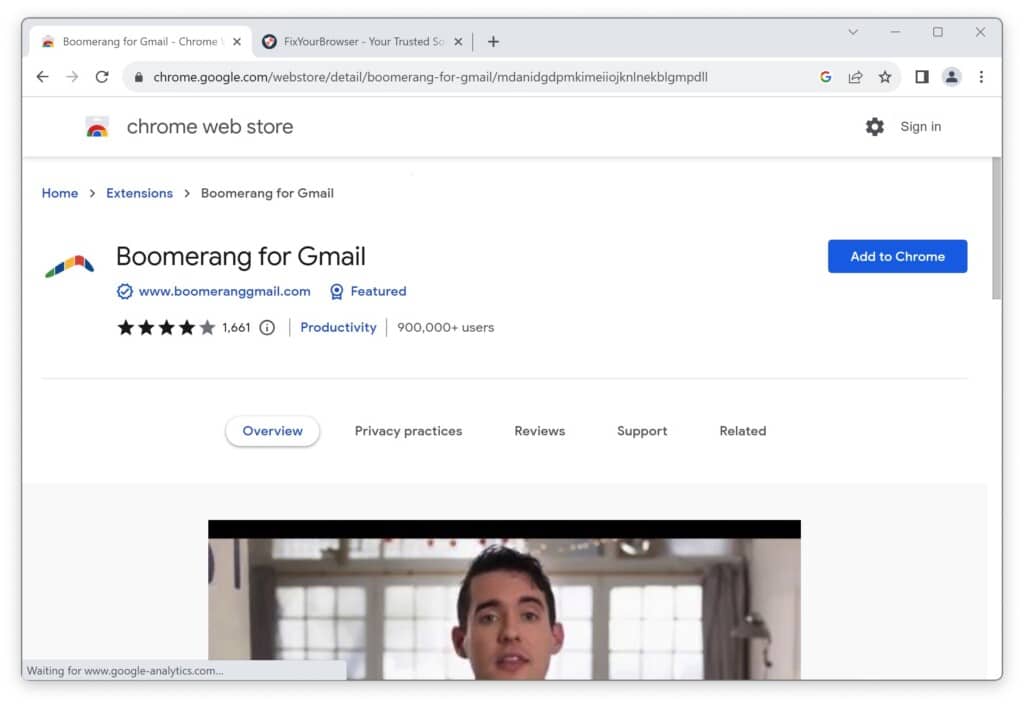 Extension de productivité Boomerang for Gmail pour Google Chrome