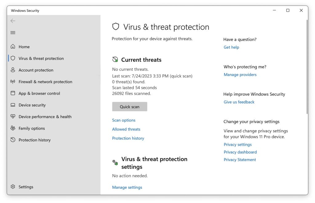 Check for Malware with Windows defender