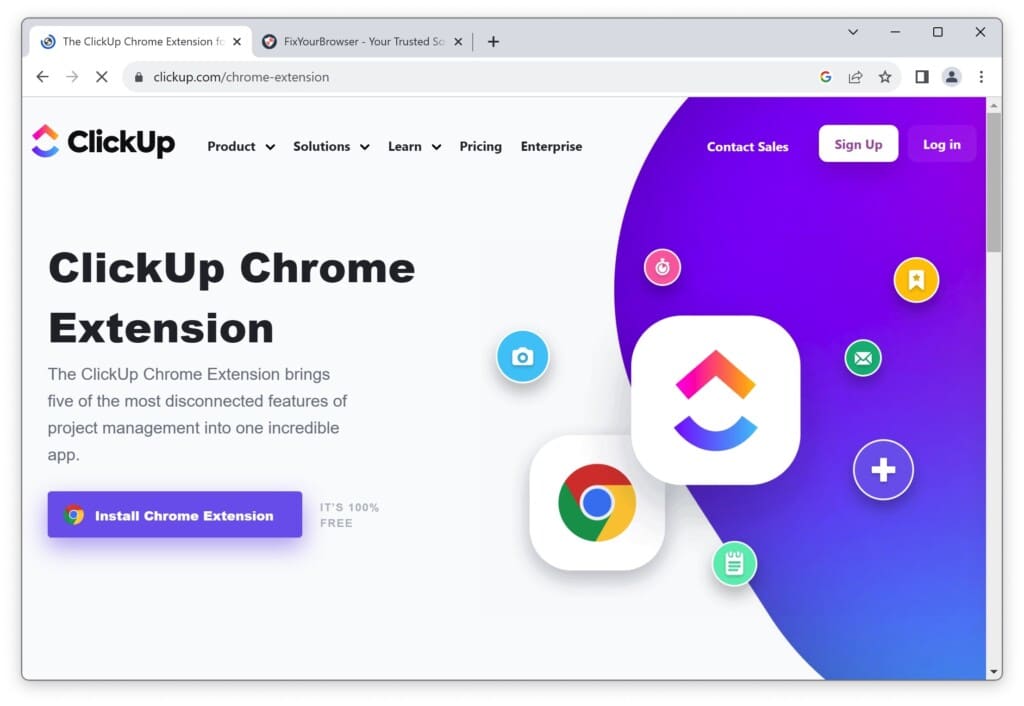 Extensión de productividad ClickUp para Google Chrome
