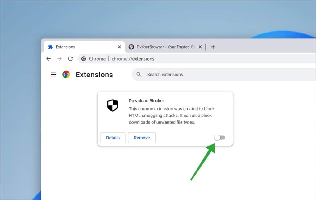 Désactiver l'extension Google Chrome