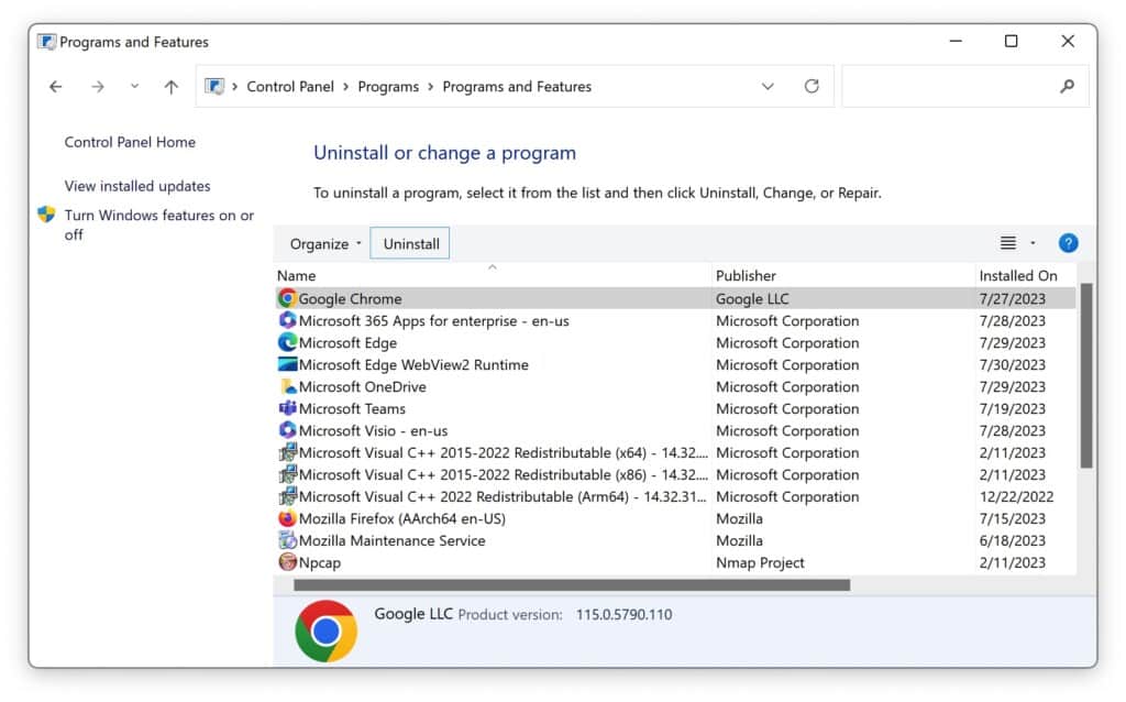 Google Chrome deinstallieren und neu installieren