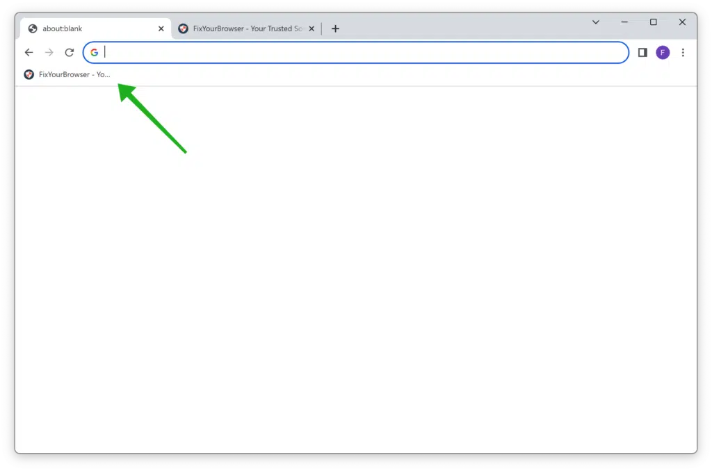 Bookmarks bar in Google Chrome browser