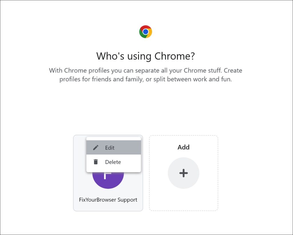 Modifier un profil existant dans Chrome