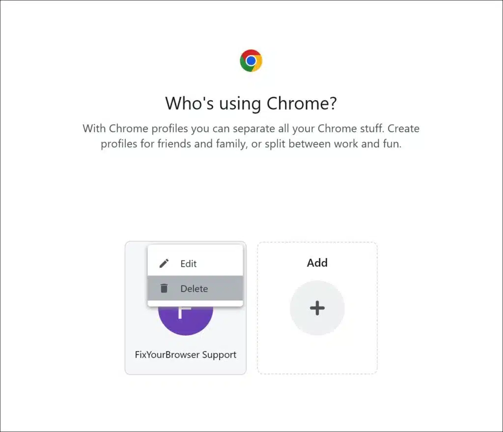 delete Chrome profile
