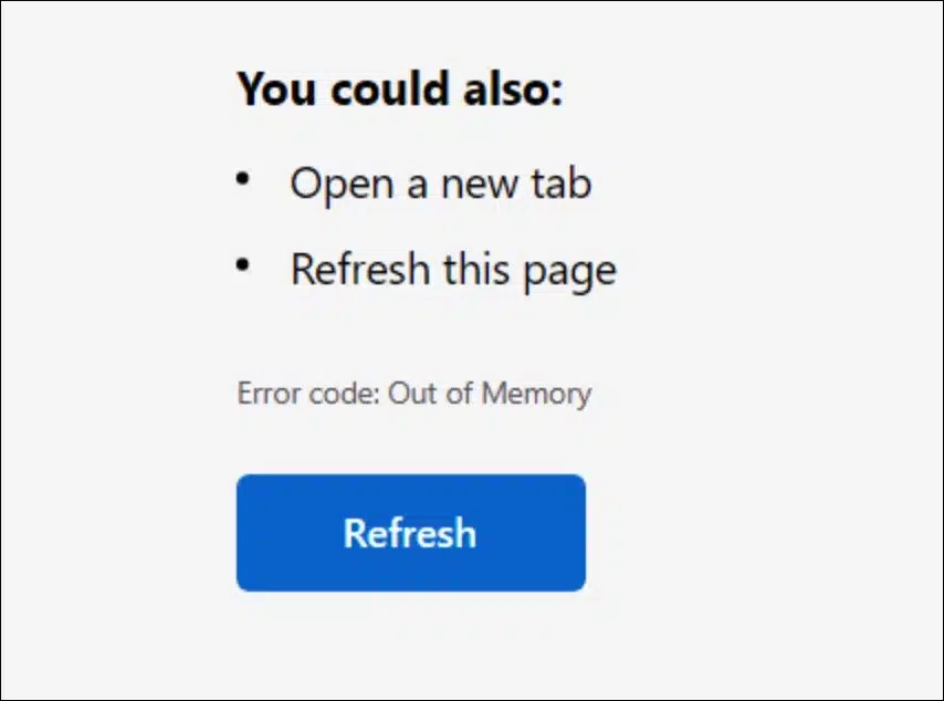 Out of Memory error in MS Edge