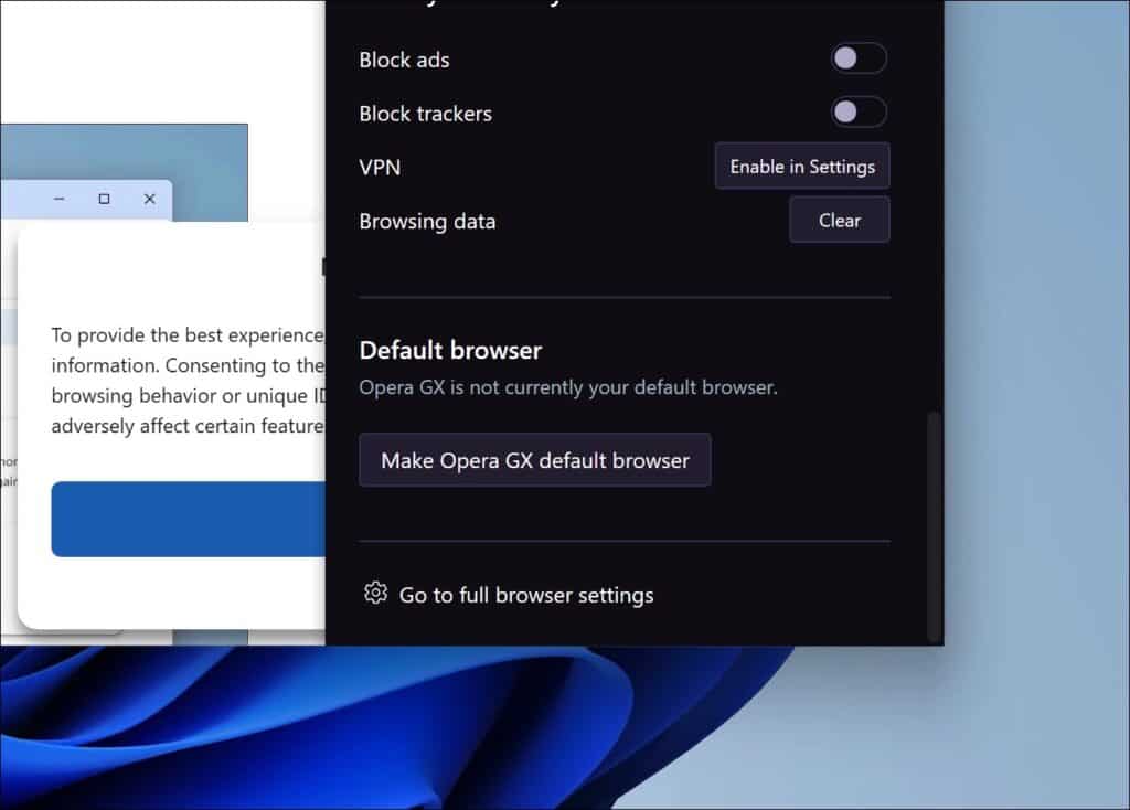 How do I make Opera GX my main browser on Windows 11?